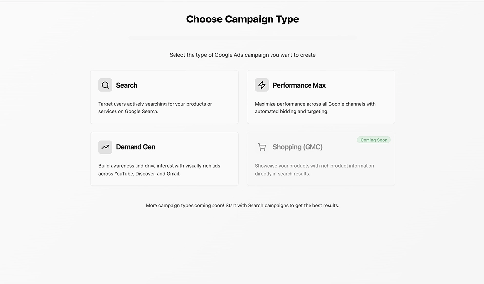 Choose a Campaign Type